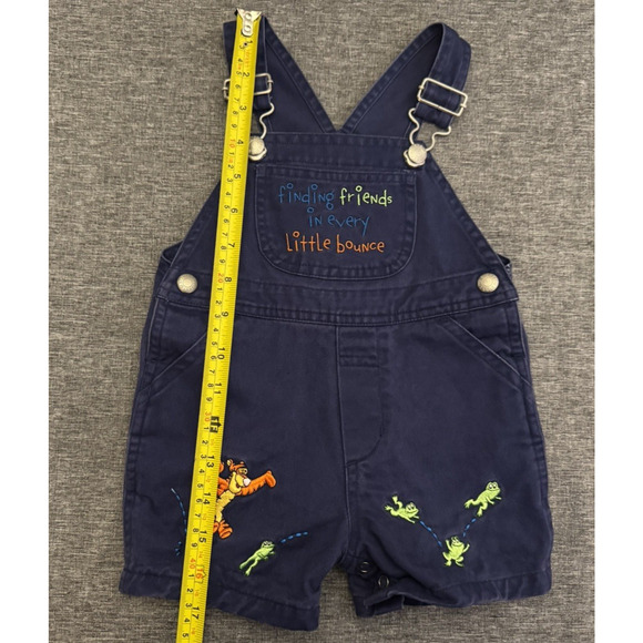 VTG Disney Store Tigger and Frog Purple/Blue Overalls Shorts Baby 6M - Picture 5 of 7